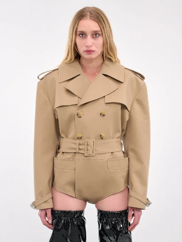 Trench Bodysuit (COPOW26F3006-BEIGE) Comfortable Bodysuit for Sleep