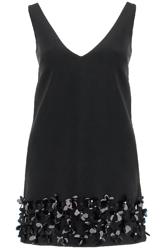 mini crepe dress with decorative details RS25 120S B BLACK