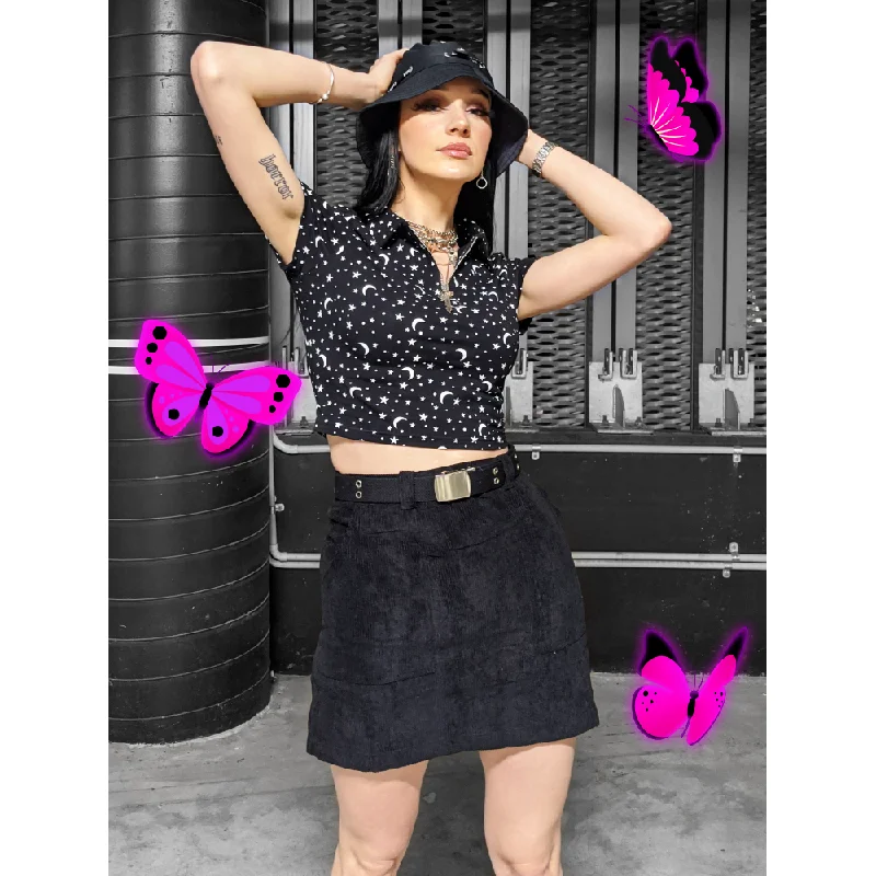 Onyx Corduroy Skirt spandex blend skirt