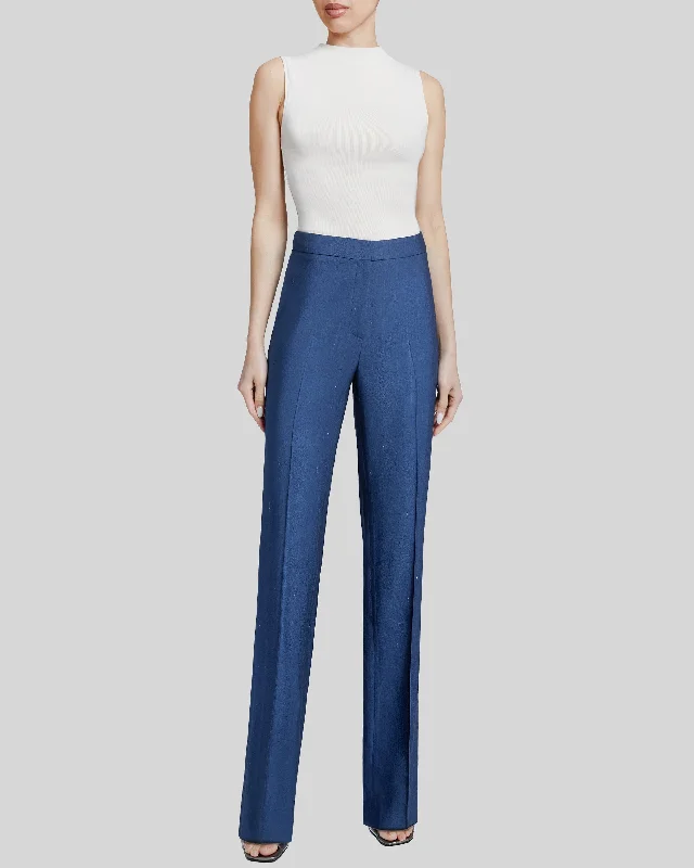 AMARA Straight Leg Pant in Subtle Striped Twill Comfy Athletic Pants