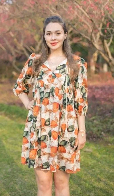 Woman Winter Long Sleeves Fashion Tunic 3/4 Print Dress Casual - Emilia Dress