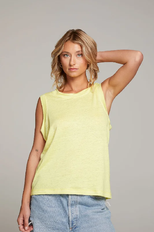 Raw Edge Lemon Muscle Tank baby blue tank