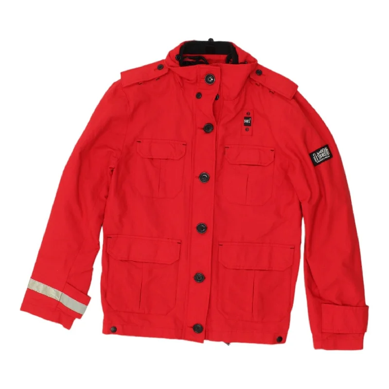 SJW Safety Wear Womens Red Full Zip Nylon Jacket | Vintage Workwear VTG Jersey Jacket Tulle Jacket Batik Jacket