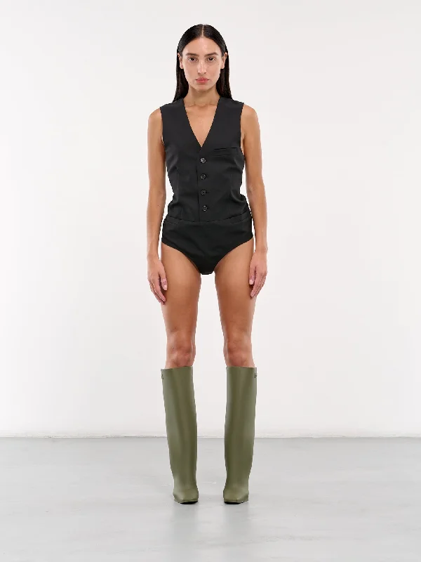 Vest Bodysuit (COPT59106-BLACK) Comfortable Soft Bodysuit