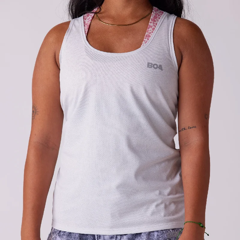 Women's Vapor Lite Tempo Tank - Heather Vintage Wht ribbed tank top