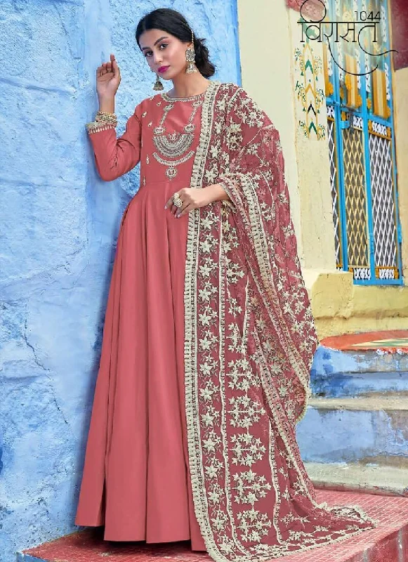 Dusty Pink Anarkali style Straight Readymade Dress Tunics Stylish elegant