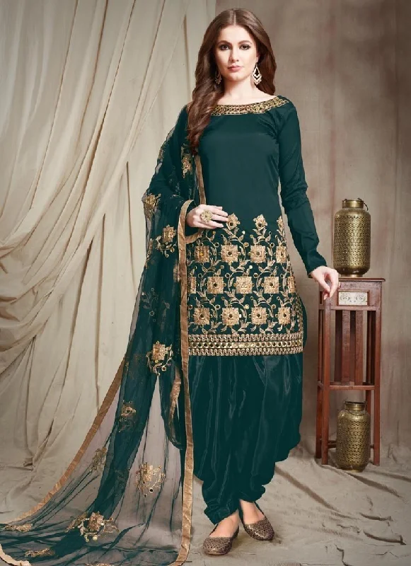 Green Tapeta silk Patiyala Dress Tunics Versatile stylish