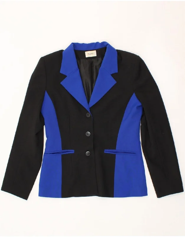 PIMKIE Womens 3 Button Blazer Jacket IT 44 Medium Black Colourblock Lace Jacket Ribbed Jacket Sequined Jacket