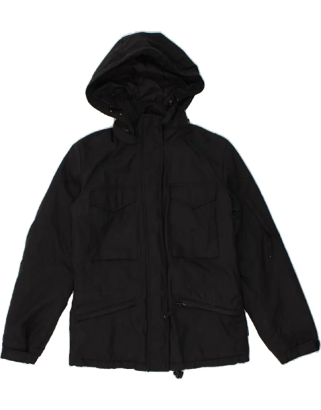 CANADIAN Womens Hooded Windbreaker Jacket IT 42 Medium Black Polyamide Nylon Jacket Polyester Jacket Spandex Jacket