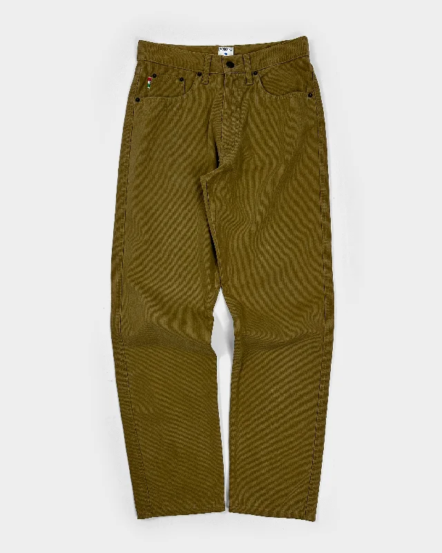 Moschino Clear Brown Cotton Pants 1990's Chic Faux Leather Pants