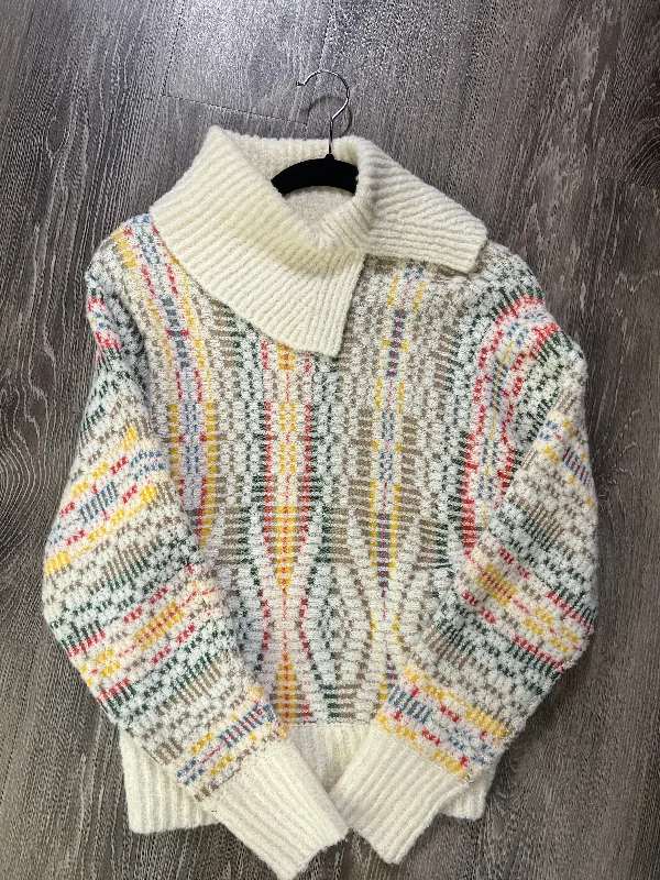Anthropologie Geometric Foldover Neck Sweater (Size XS) Cable Knit Ribbed Knit Lace Knit