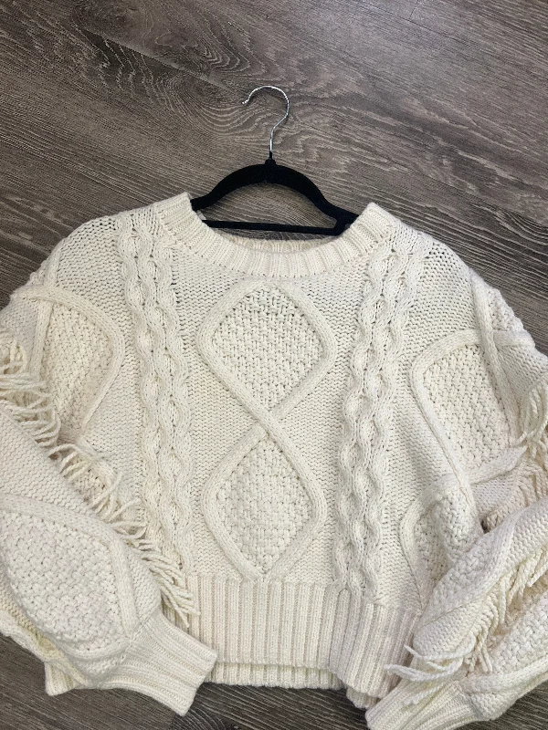 Line and Dot Fringe/Cropped Sweater (Size XS) Solid Color Striped Floral Print