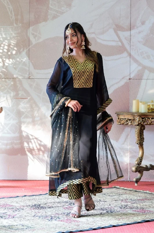 Georgette Kurta and Banarasi Brocade Pants Set Cozy Lounge Pants
