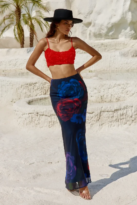 VACANZA MAXI SKIRT - DARK FLORAL velvet skirt luxurious