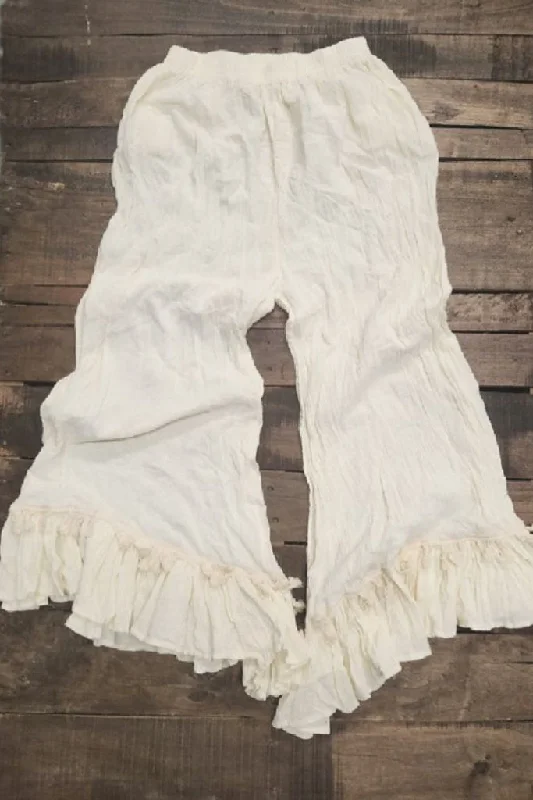 WC BOHO PANTS PARCHMENT WITH TASSELS Trendy Tapered Pants