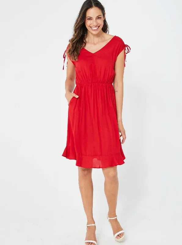 Women Red Dress - Bobbi Dress