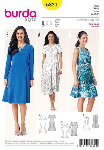 Burda Pattern 6821 Misses Dress Tunics Luxurious premium