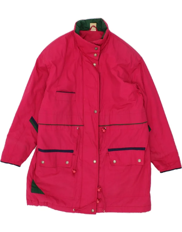 VINTAGE Womens Utility Jacket UK 16 Large Pink Boat Neck Shawl Collar Notched Collar