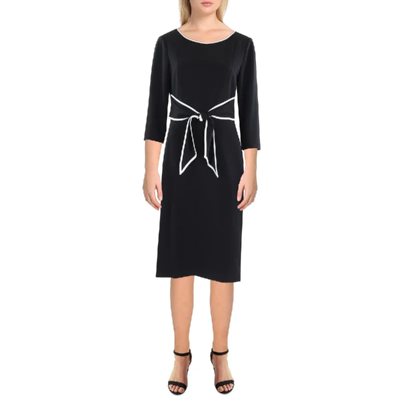 Womens Knee-Length Front Tie Wear To Work Dress