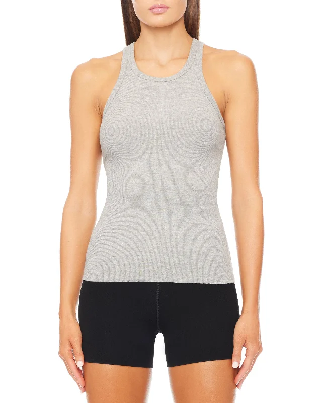 High Neck Fitted Tank Top lemon yellow tank