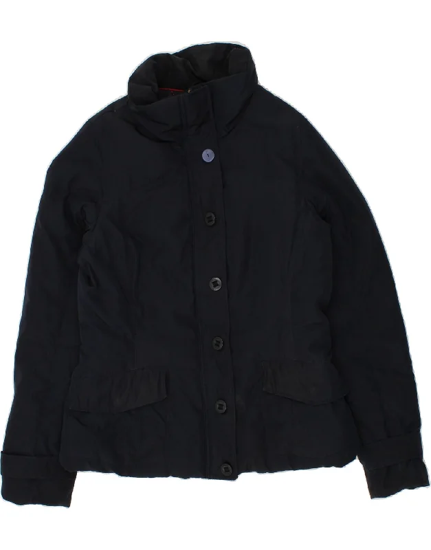 TOMMY HILFIGER Womens Padded Jacket UK 18 XL Navy Blue Polyester Tiered Jacket Buttoned Jacket Zippered Jacket