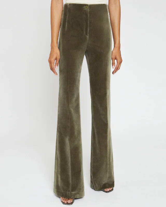 ELIZABETH Flared Leg Pant in Luxury Cotton Velvet High-Waist Yoga Pants