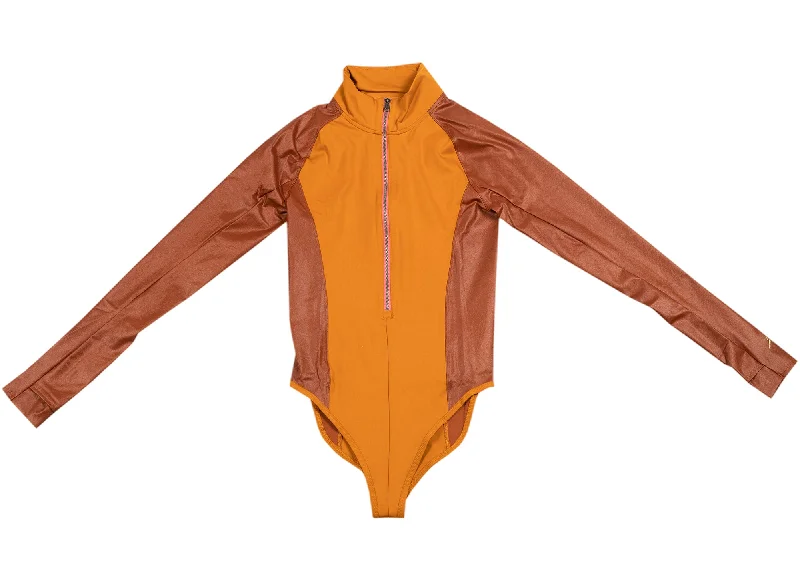 Women's Jordan Court-to-Runway Bodysuit in Orange Elegant Lace Bodysuit for Evening