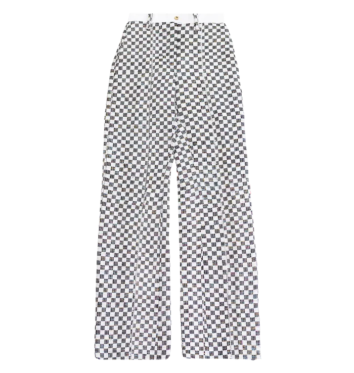 The Tsisti III black and white high-waisted pants with a duchess satin belt Trendy Palazzo Pants
