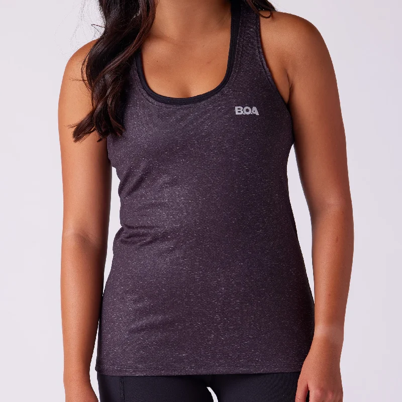 Women's Vapor Lite Tempo Tank - Heather Black athletic tank top