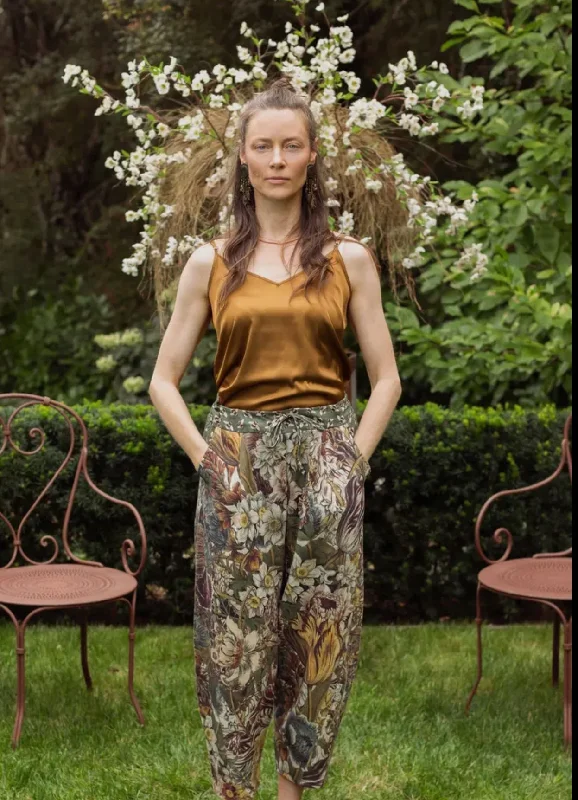 Love Grows Wild Boho Linen Cropped Artist Pants Stylish Slim Trousers
