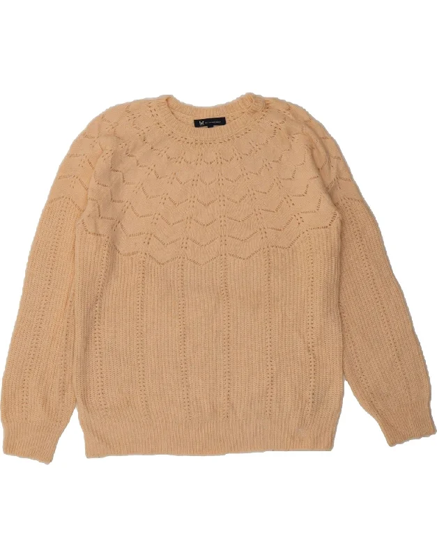 CREW CLOTHING Womens Crew Neck Jumper Sweater UK 16  Large Beige Acrylic Wool Fabric Cashmere Fabric Tweed Fabric