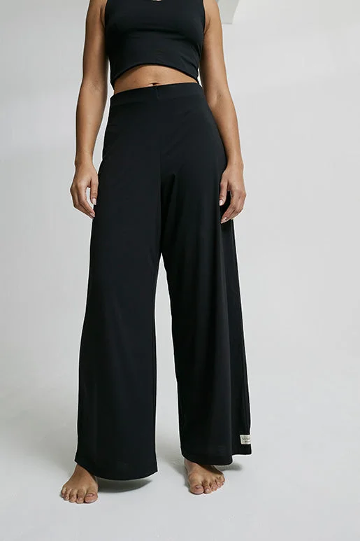 OH OH OM Wide Leg Pants Black Formal Stretch Pants
