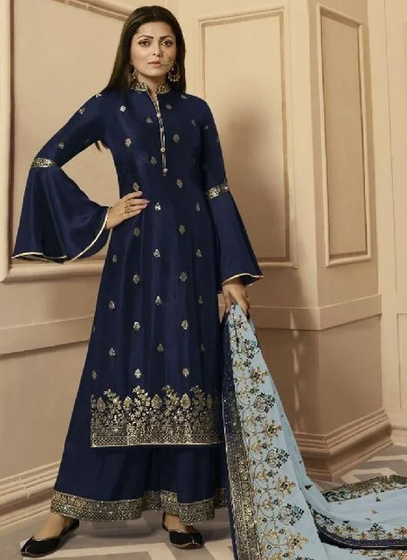 Royal Blue Rangoli Silk Georgette Dress Lehenga Tunics Occasion special