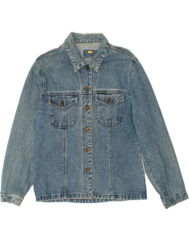 VINTAGE Womens Denim Jacket UK 12 Medium Blue Cotton Appliqued Jacket Beaded Jacket Sequined Jacket