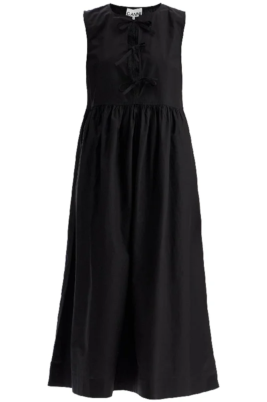 tie string poplin dress F8453 BLACK