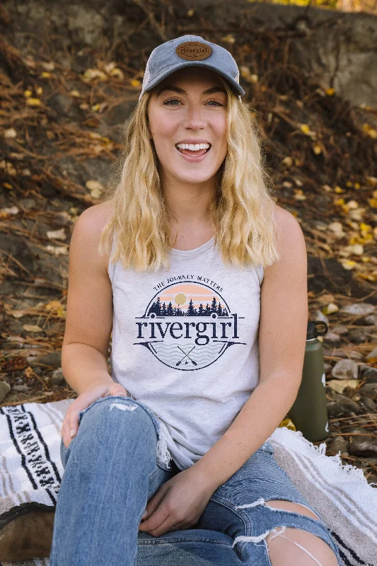 Rivergirl Pines & Paddles Tri-Blend Tank Top black tank top