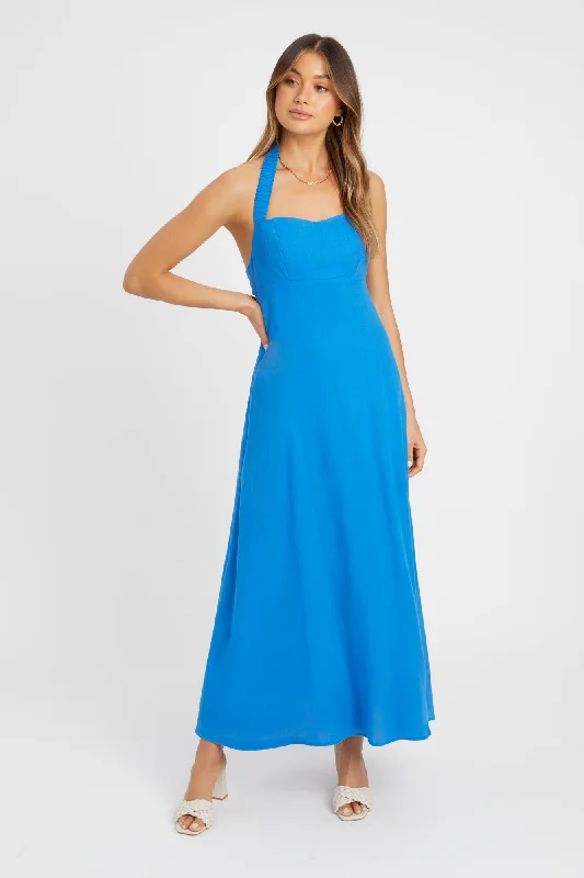 Georgette Halter Dress A-Line Day Work