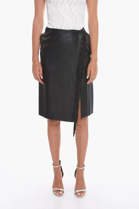 Stella McCartney Faux-leather Fringed Skirt 38 Italian size low waist skirt