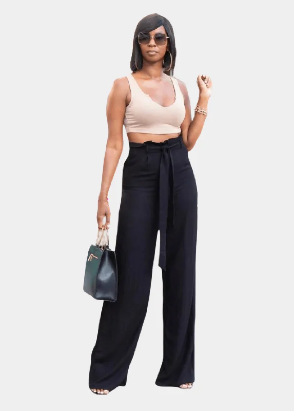 Harper Paper Bag Pants - Black Comfortable Cargo Pants