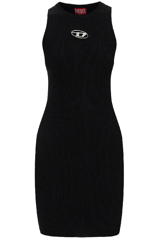 black ribbed viscose dress with wide neckline A17449 0DLAX DEEP/BLACK