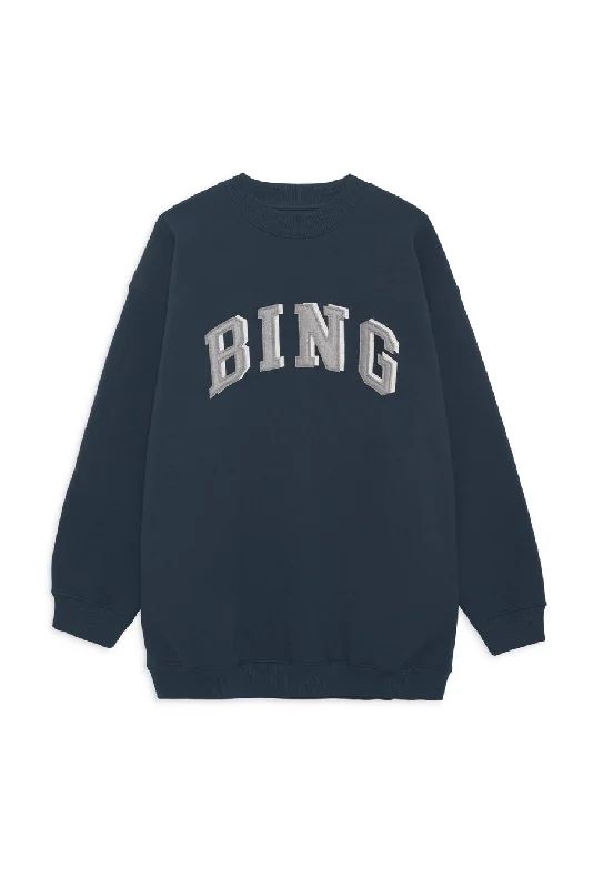 Anine Bing - Tyler Sweatshirt Bing in Navy Hoodie with Reflective Safety Nightwear