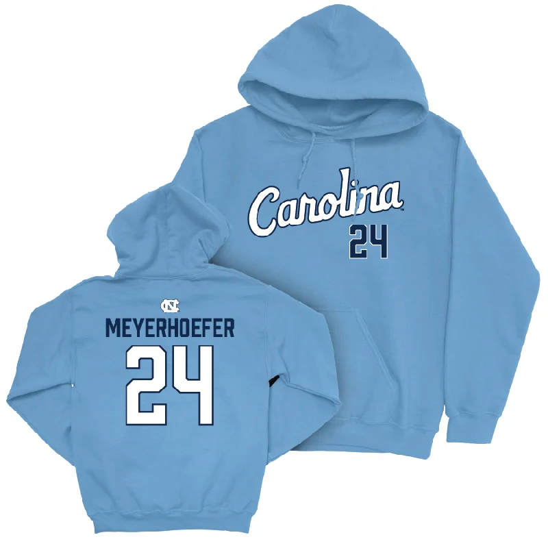 UNC Women's Volleyball Carolina Blue Script Hoodie - Marissa Meyerhoefer Hoodie with High Neck Warm Protective