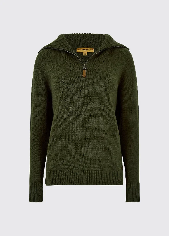 Rosmead Sweater - Olive Notch Collar Peter Pan Collar Cowl Neck
