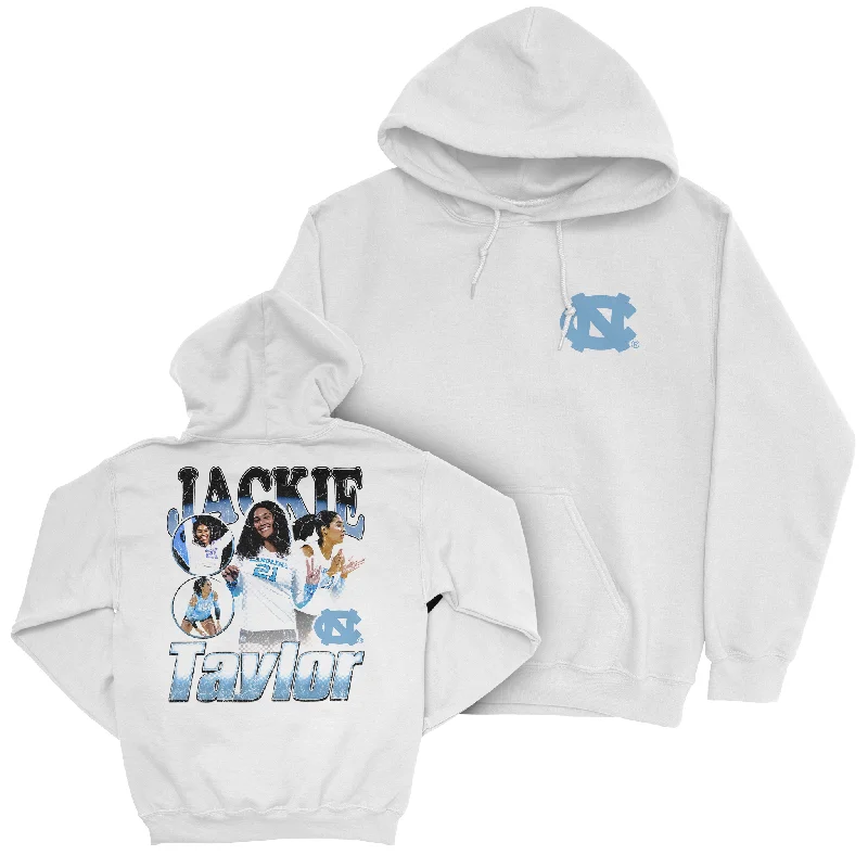 EXCLUSIVE RELEASE: Jackie Taylor 90s Graphic White Hoodie Graphic Hoodie Design Print