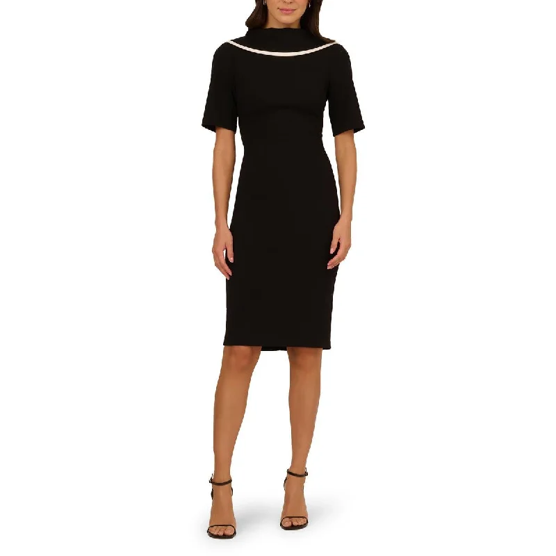 Womens Crepe Roll Neck Sheath Dress