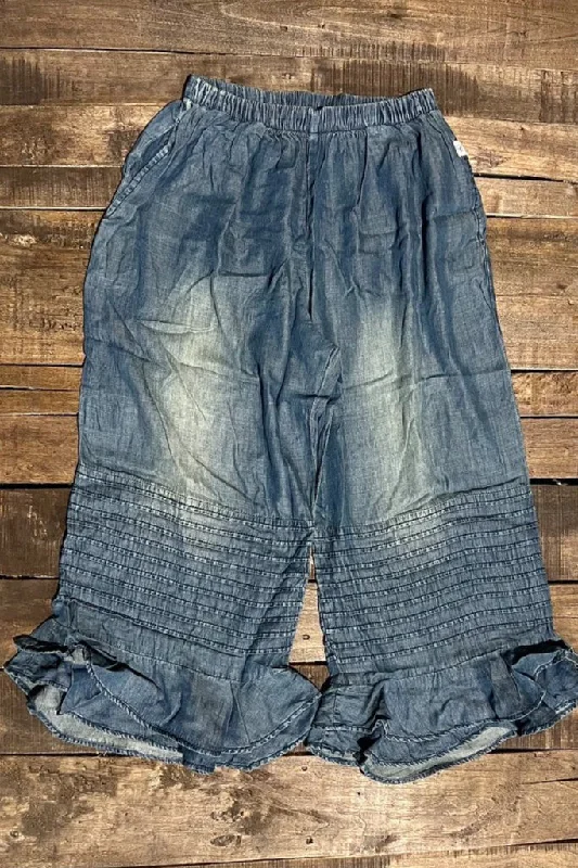Simply Sweet Pants - Chambray Stylish Paperbag Waist Pants