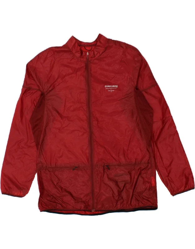 NIKE Womens Rain Jacket UK 18 XL Red Nylon Fitted Jacket Loose Jacket Oversized Jacket