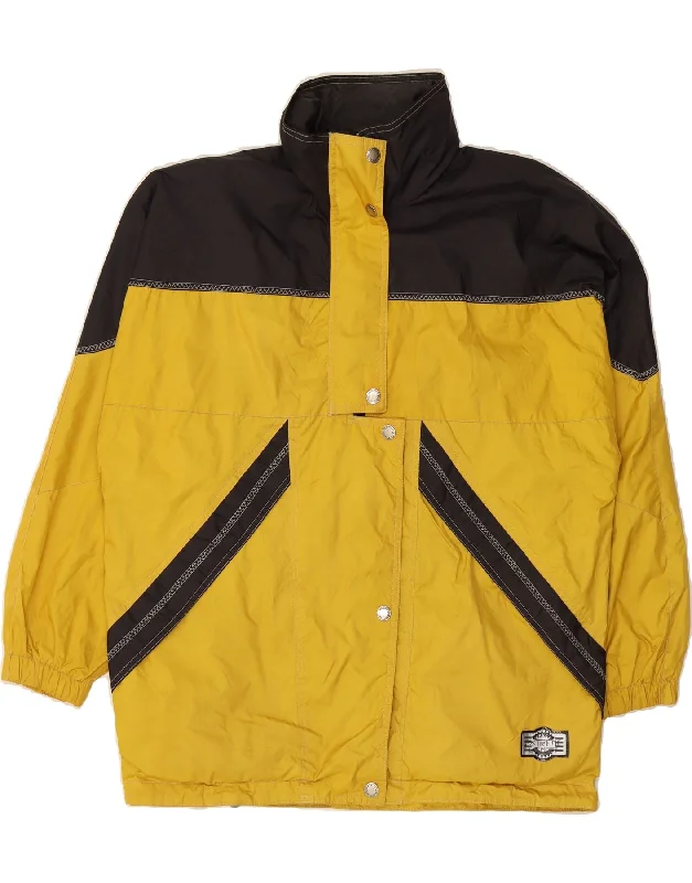 BRUGI Womens Hooded Rain Jacket IT 44 XL Yellow Colourblock Polyamide Chenille Jacket Brocade Jacket Lace Jacket