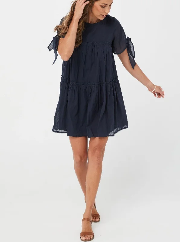 Women Navy Cotton Dress - Bambi Dress