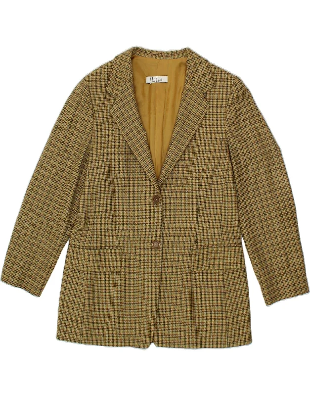 MARELLA Womens 2 Button Blazer Jacket UK 14 Large  Beige Houndstooth Denim Fabric Leather Fabric Suede Fabric